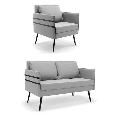 Kit 01 Namoradeira E 01 Poltrona Suede Cinza