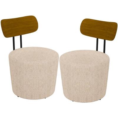 Kit 02 Poltronas Base Fixa Luara M03 Linho Cru