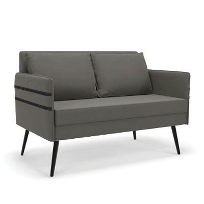 Namoradeira 02 Lugares Mari Suede Grafite De Ferro