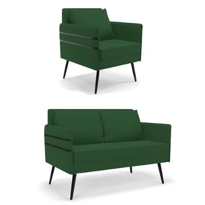Kit 01 Namoradeira 02 Lugares E 01 Poltrona De Ferro Verde