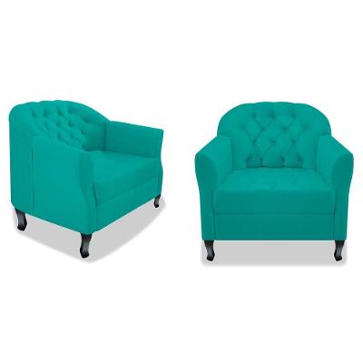 Kit 02 Poltrona Julia A02 Doce Sonho Móveis Azul Turquesa