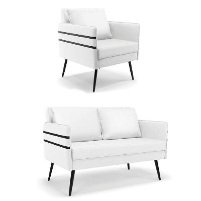 Kit 01 Namoradeira E 01 Poltrona Corino Branco
