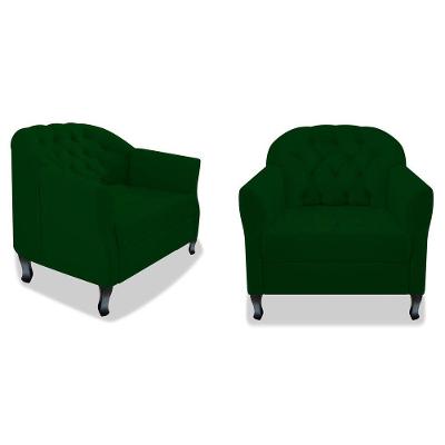 Kit 02 Poltrona Julia A02 Suede Doce Sonho Móveis Verde