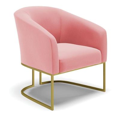 Poltrona Stella Suede Base Metálica Industrial Dourado - D'rossi Cor Rose