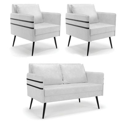 Kit 01 Namoradeira E 02 Poltronas Corano Branco
