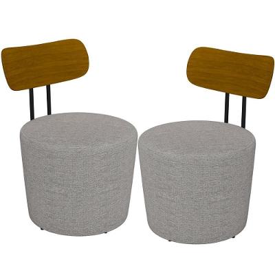Kit 02 Poltronas Base Fixa Luara M03 Cinza