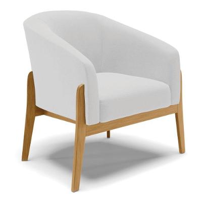 Poltrona Stella Linho Base Madeira Castanho Cor A05 Cinza