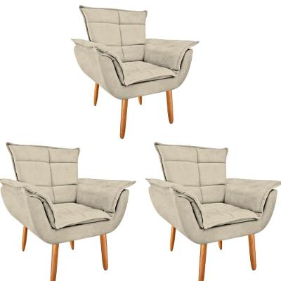 Kit 3 Poltronas Opala Suede Bege