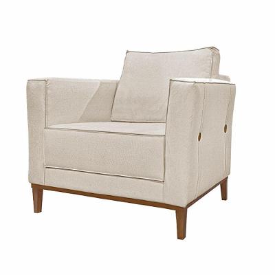 Poltrona Decorativa Pés Em Madeira Tarantino Off White