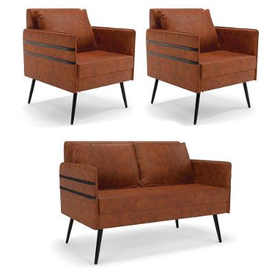Kit 01 Namoradeira E 02 Poltronas Corano Nozes