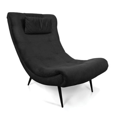 Poltrona Sher Suede Pés Palito De Ferro - D'Rossi Cor Preto