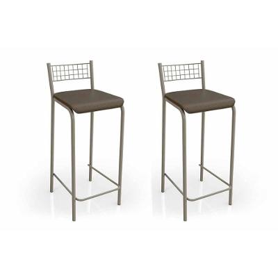 Banqueta Sala de Jantar Gênova 2B705NK Kit 2 Un Níquel/Courano Marrom - Kappesberg