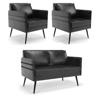 Kit 01 Namoradeira E 02 Poltronas Corano Preto