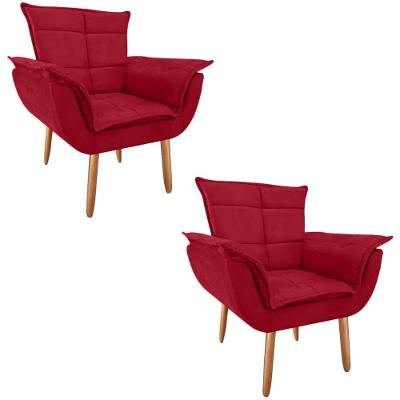 Kit 2 Poltronas Opala Suede Marsala