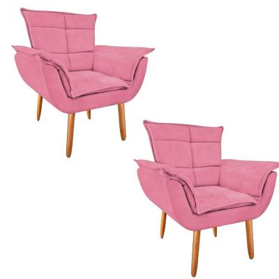 Kit 2 Poltronas Opala Suede Rosa