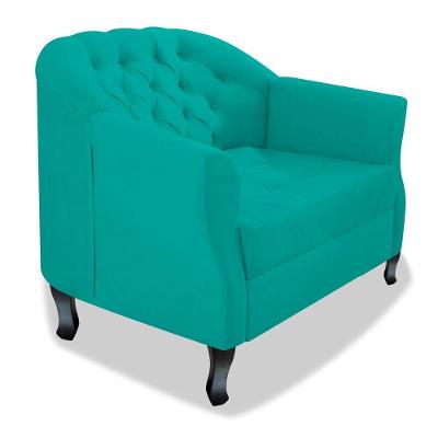 Poltrona Julia A02 Suede Doce Sonho Móveis Azul Turquesa