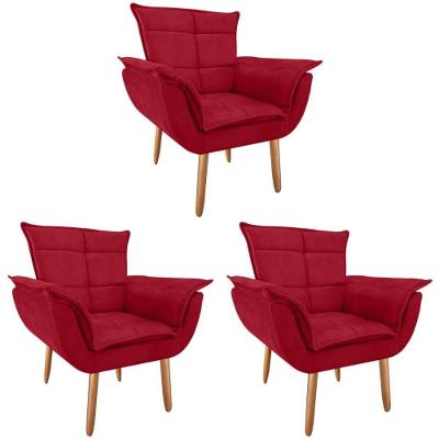 Kit 3 Poltronas Opala Suede Marsala
