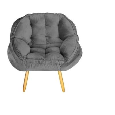 Poltrona Decorativa Califórnia Em Tecido Suede Pés Madeira