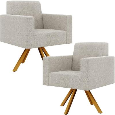 Kit 02 Poltronas Giratórias Helô L02 Bouclê Creme