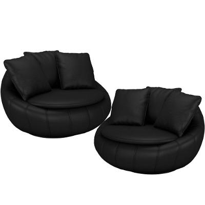 Kit 02 Poltronas Giratória Kira M03 Couríssimo Preto