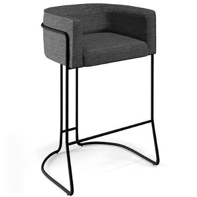Banqueta Fixa Base De Aço Preto Betina D02 Cinza C-416