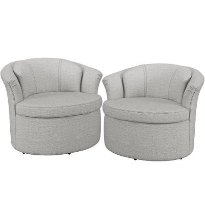 Kit 02 Poltronas Base Fixa Luzo M03 Linho Cinza