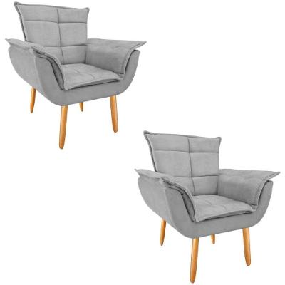 Kit 2 Poltronas Opala Suede Cinza