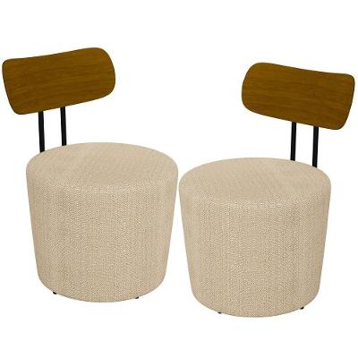 Kit 02 Poltronas Para Sala De Estar Base Fixa Luara M03 Bege