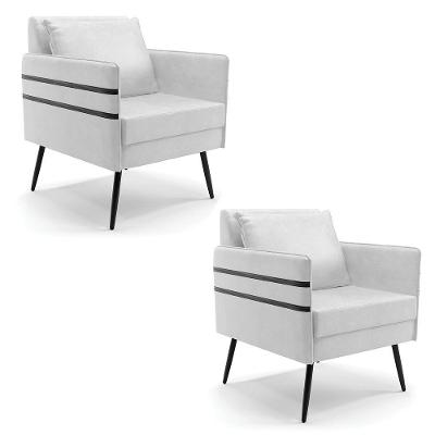 Kit 02 Poltronas Corano Branco Pés Palito De Ferro Preto