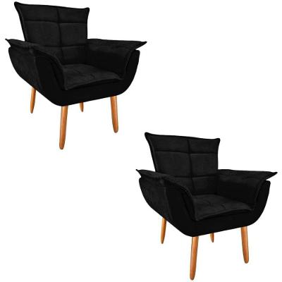 Kit 2 Poltronas Opala Suede Preto