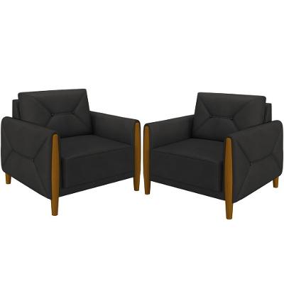 Kit 02 Poltronas Fixa Berilo M03 Preto