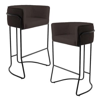 Kit 02 Banquetas Fixa Preto Corano Marrom C-34