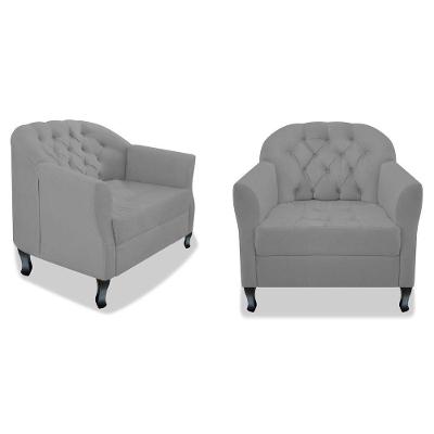 Kit 02 Poltrona Julia A02 Corano - Adj Decor Cor Cinza