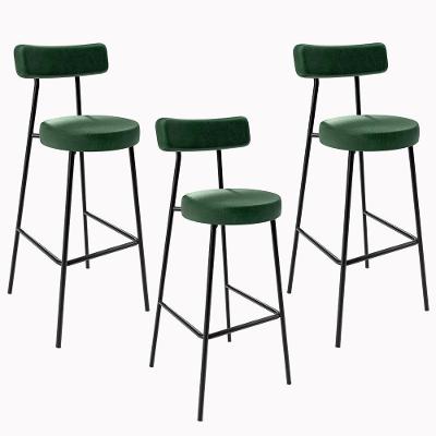 Kit 03 Banquetas Altas Estrutura Em Aço Milão Verde Musgo