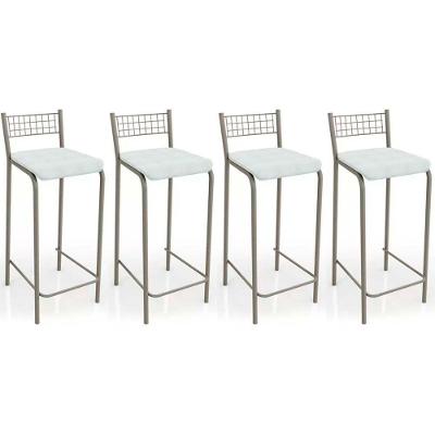 Banqueta Gênova B705 Kit 4 Un Niquel/Branco 106 - Kappesberg