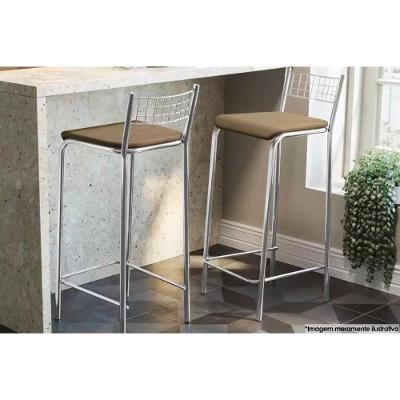 Banqueta de Cozinha Gênova 1B705CR 1 Un Cromado/Courano Marrom - Kappesberg