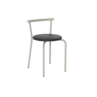 Kit 2 Banquetas Sala Jantar 105 2 Un Prata - Assento Courano Preto - Carraro