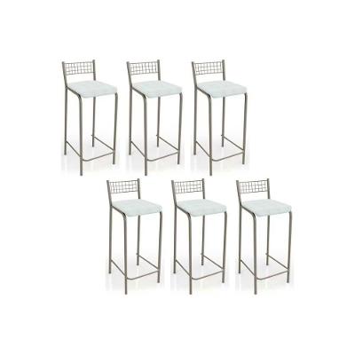 Banqueta Gênova B705 Kit 6 Un Niquel/Branco 106 - Kappesberg