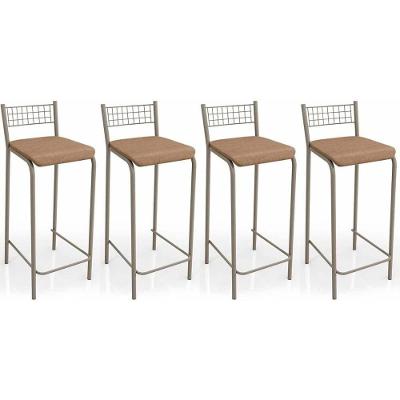 Banqueta Gênova B705 Kit 4 Un Niquel/Capuccino 31 - Kappesberg