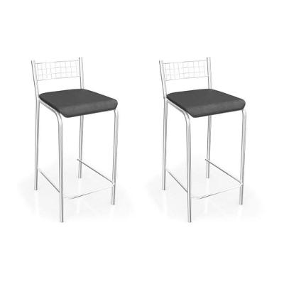 Banqueta De Cozinha Zurique 2b605 Kit 2 Un Cromado/courano Preto - Kappesberg