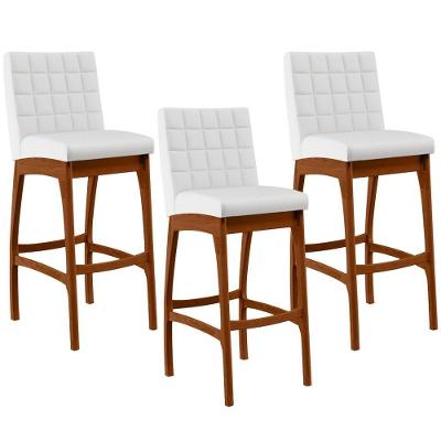 Kit 03 Banquetas Altas Mila Facto Branco Fosco