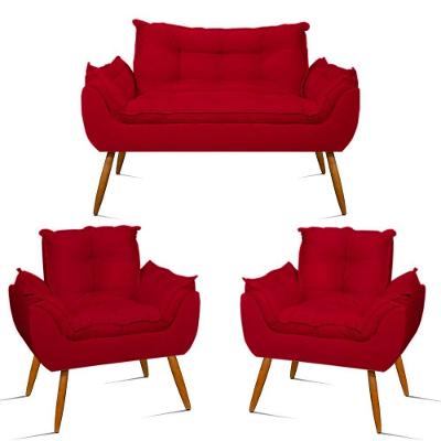 Kit Namoradeira + 2 Poltronas Luxo Vermelha