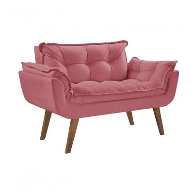 Poltrona Opalla 2 Lugares Pé Palito Rosa Tec:209 Ac