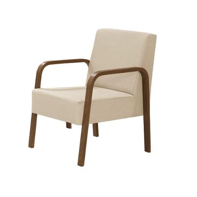 Poltrona Decorativa 1 Lugar Jade Braço Madeira Suede Bege
