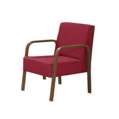 Poltrona 1 Lugar Jade Braço Madeira Suede Vermelho