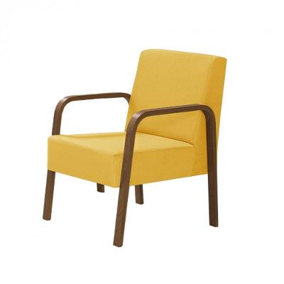 Poltrona 1 Lugar Jade Braço Madeira Suede Amarelo