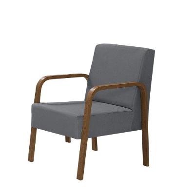 Poltrona 1 Lugar Jade Braço Madeira Suede Grafite