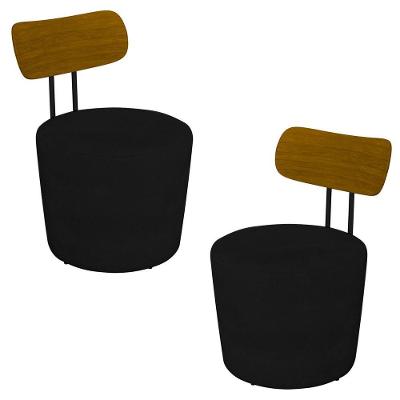 Kit 2 Poltronas 53cm Le Moon M22 Veludo Preto