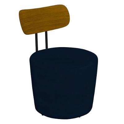 Poltrona Decorativa Para Sala De Estar Redonda 53cm Le Moon M22 Veludo Azul Marinho Mpozenato