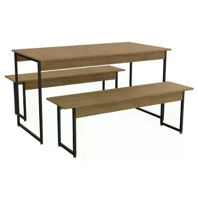 Mesa Com 2 Bancos Crome Li013 Freijo Preto Kappesberg